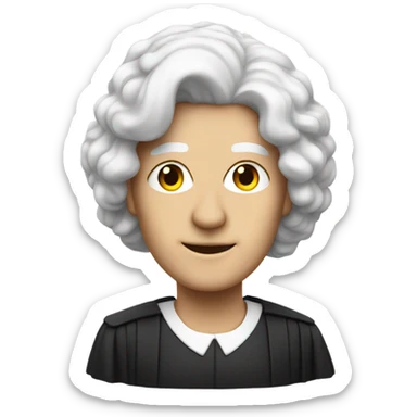 white UK judge with wig at an angle sticker