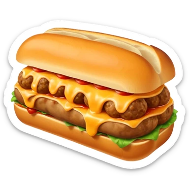 a meatball sub sandwich with melted cheese sticker