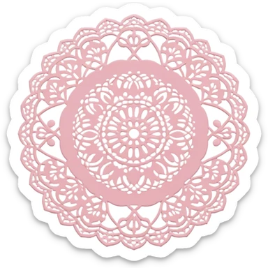 Romantic pastel pink lace doily sticker