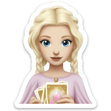 light pink tarot cards magic blonde girl white skin blue eyes  sticker