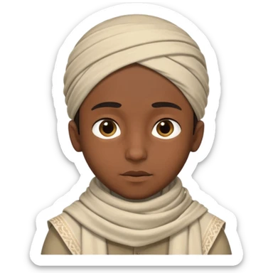 boy with dark skin with an arab scarf on his head no facial hair  sticker