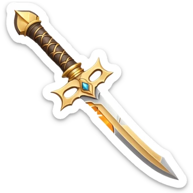 desert dagger object icon, curved blade, sandy steel texture, leather wrapped handle, subtle gold accents, fantasy desert weapon, 3D cartoon, mobile game icon style, centered, clean background, soft shadow, no text, no watermark
 sticker
