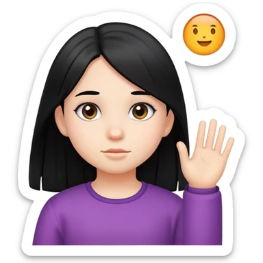 a kid girl with black straight hair sticker