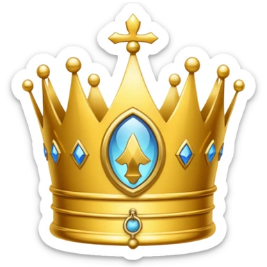 A crown emoji in the style of Apple emoji with a window and a knocker. sticker