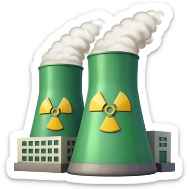 nuclear power plant with a subtle radioactive glow, less green, realistic, emoji style, option 9 sticker