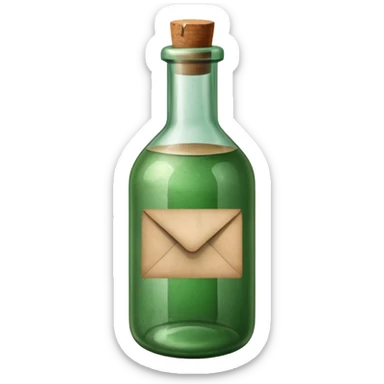 Message letter paper inside green Bottle sticker