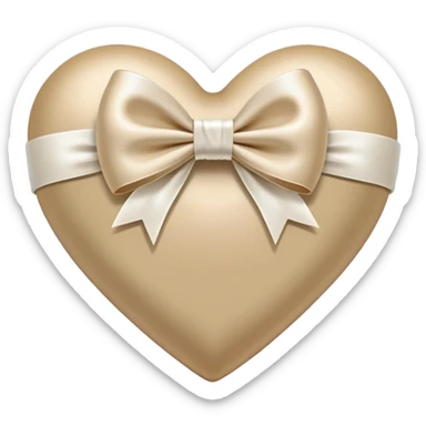 beige heart with white bow sticker