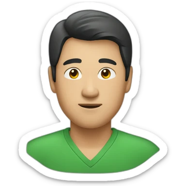 asian man in green v neck sticker