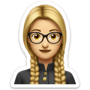 Femme jeune cheveux châtain lisse long lunette sticker