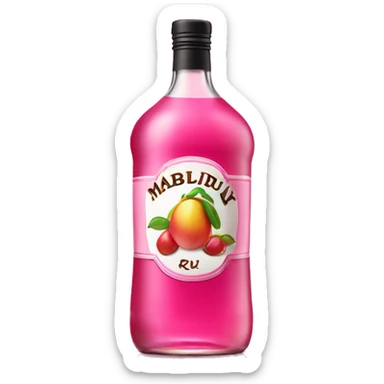 Realistic pink Malibu rum bottle isolated   sticker