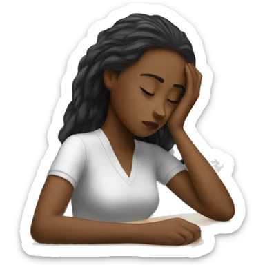 girl Tired at desk sticker