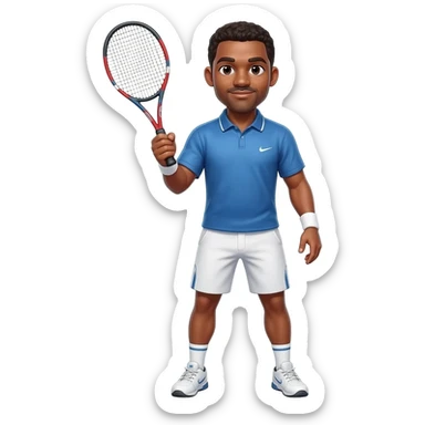 Tennis player adult black male sticker