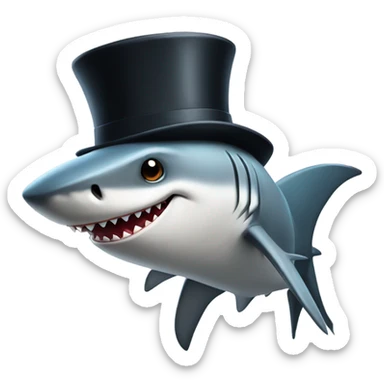 Shark with a top hat sticker