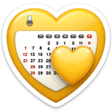 yellow heart with a calendar sticker