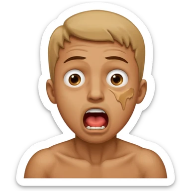 man in distress with mouth open chocking himself sticker