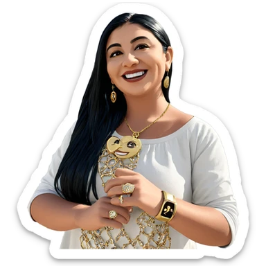 smiling girl with jewelry outdoors sticker