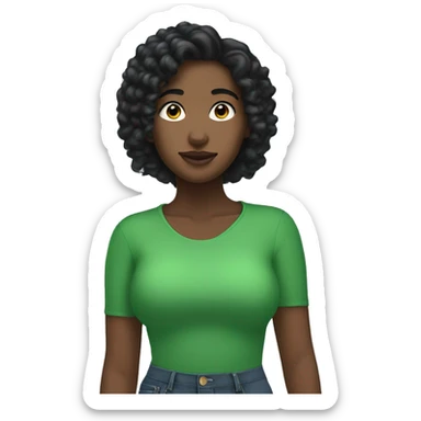 Black hair girl listening to her green airpod max sticker