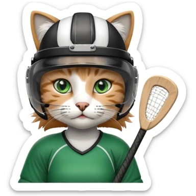 female cat hockey player with hockey stick sticker
