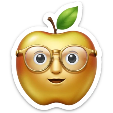 golden apple with glasses sticker