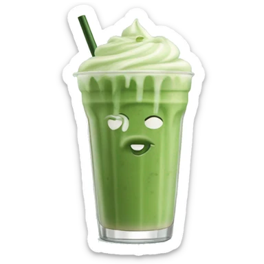 Iced matcha latte with no whipped topping in glass sticker