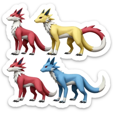 Zeraora-Lombax-Sergal-Zangoose-Cyclizar-Genesect-Pokémon, full body sticker