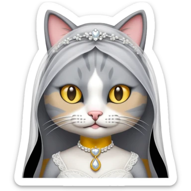grey cat bride sticker