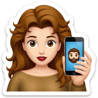 Haz un dos persones una la bella de bella y la bèstia y la otra uo con el pelo rizado largo haciendose un selfie sticker