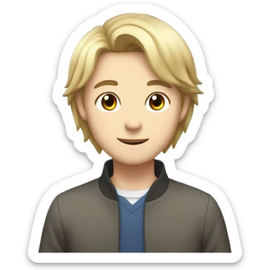 happy yui in school as male with darker hair and more of a bob cut sticker