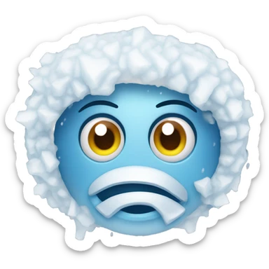 Freeze/Cold Emoji  Like smily emoji with big eyes, Ice from eyes and ear muffs sticker