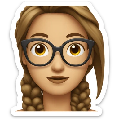 Fille aux cheveux longs brun avec des lunettes de forme carré sticker