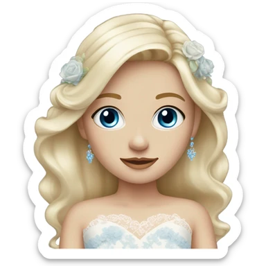 Beautiful blond girl with blue eyes and pastel wedding dress sticker