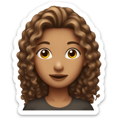 Girl with long curly brown hair sticker