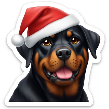 Rottweiler with a Santa hat  sticker