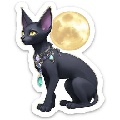 cool punk kawaii anime edgy distinguished ethereal elegant beautiful fantasy black ethereal fantasy nargacuga-Noivern-sphynx-Quiana-Fakemon collar harness moon jewels full body sticker