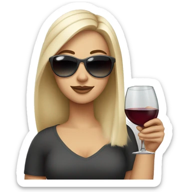 White girl wearing sunglasses holding a glass of wine  sticker