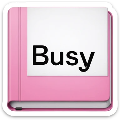 open pink book and note pen add on it the word BUSY sticker
