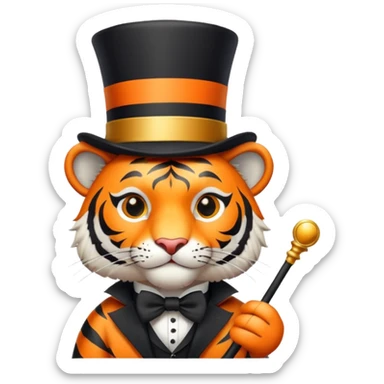 Tiger magician with wand and top hat sticker