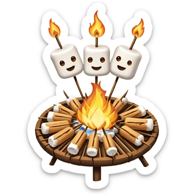 campfire, with marshmallows on skewers sticker