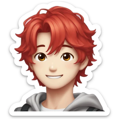 Stray Kids Hyunjin red hair sticker