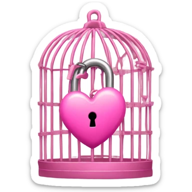 Pink heart locked In cage with a lot of locks sticker