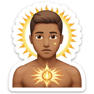 transition from a man with a spiritual pain on his chest growing up to a man with a soul glowing on his body representing his healed version karmically and using that energy to heal others sticker