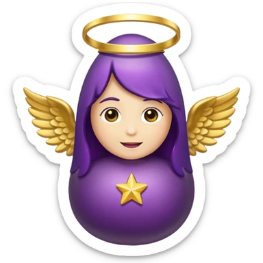 Original eggplant emoji wearing an angel halo sticker