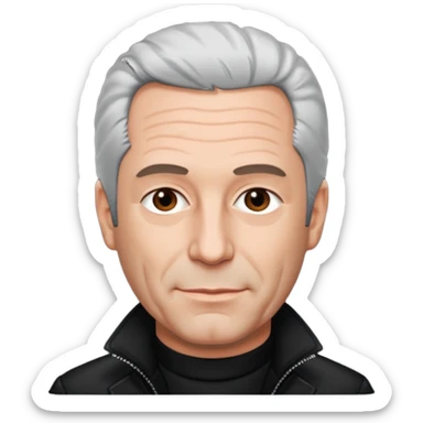 Jeffery Epstein with jacket sticker