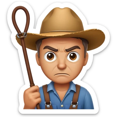 Angry farmer holding whip sticker