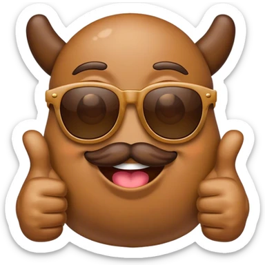 Poop emoji with sunglasses and two thumbs up sticker