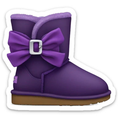 Dark Purple ugg boots with fur and purple silver buckle and light purple bow sticker