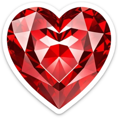 red diamond in the shape of a heart sticker