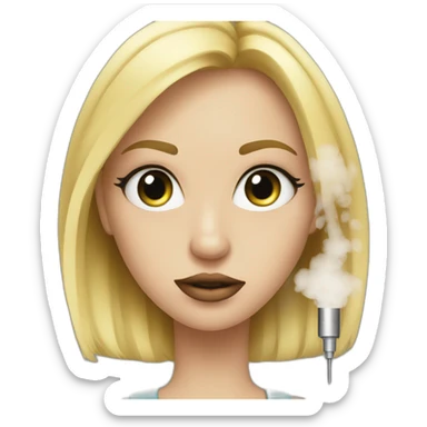 blonde girl with vape addiction and eyelashes falling out sticker