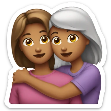Two sisters hugging sticker
