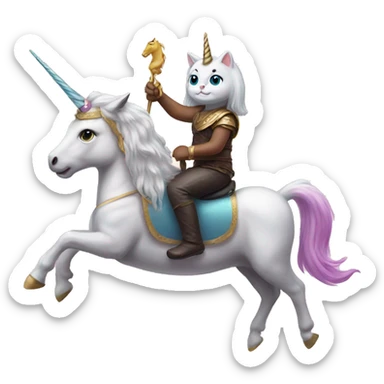 Kitty riding a unicorn sticker